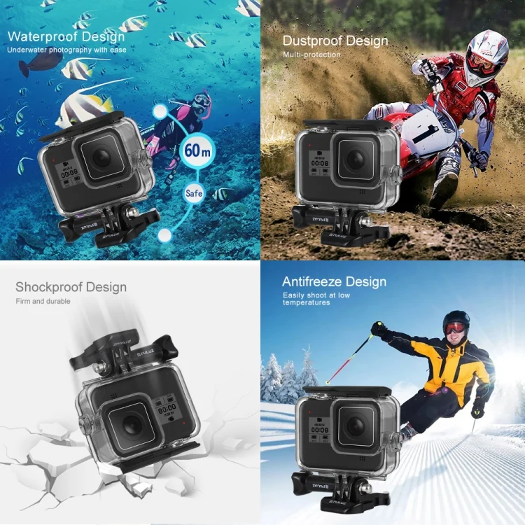PU353_5.webp PULUZ 60m Underwater Depth Diving Case Waterproof Camera Housing for GoPro HERO8 Black - Image 6