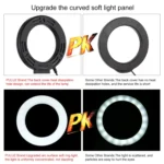 PULUZ Round Base Desktop Holder + 4.7 inch 12cm 3 Modes USB Dimmable LED Ring Vlogging Video Light, Adjustable Height: 15.5cm-25.5cm - Image 7