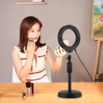 PULUZ Round Base Desktop Holder + 4.7 inch 12cm 3 Modes USB Dimmable LED Ring Vlogging Video Light, Adjustable Height: 15.5cm-25.5cm - Image 10