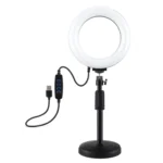 PULUZ Round Base Desktop Mount + 6.2 inch 3 Modes USB Dimmable LED Ring Vlogging Video Light, Adjustable Height: 18cm-28cm - Image 2