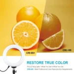 PULUZ Round Base Desktop Mount + 6.2 inch 3 Modes USB Dimmable LED Ring Vlogging Video Light, Adjustable Height: 18cm-28cm - Image 6