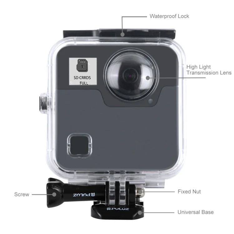 PU402_2.webp PULUZ 45m Underwater Waterproof Shockproof Housing Diving Case for GoPro Fusion, with Buckle Basic Mount & Screw - Image 3