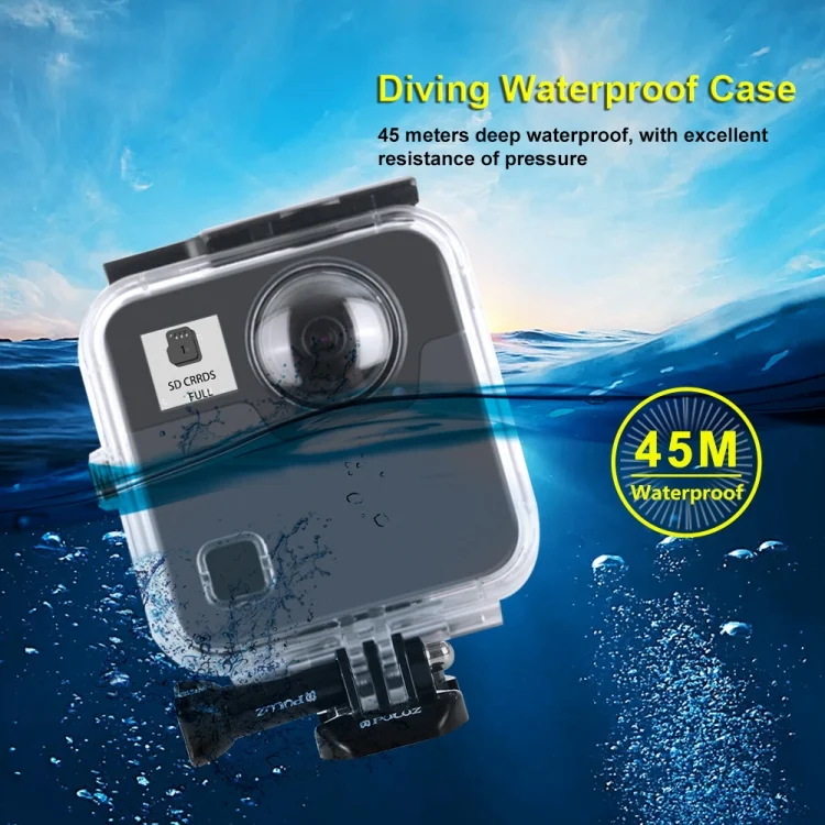 PU402_5.webp PULUZ 45m Underwater Waterproof Shockproof Housing Diving Case for GoPro Fusion, with Buckle Basic Mount & Screw - Image 6