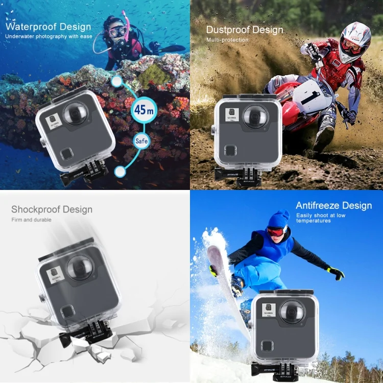 PU402_6.webp PULUZ 45m Underwater Waterproof Shockproof Housing Diving Case for GoPro Fusion, with Buckle Basic Mount & Screw - Image 7