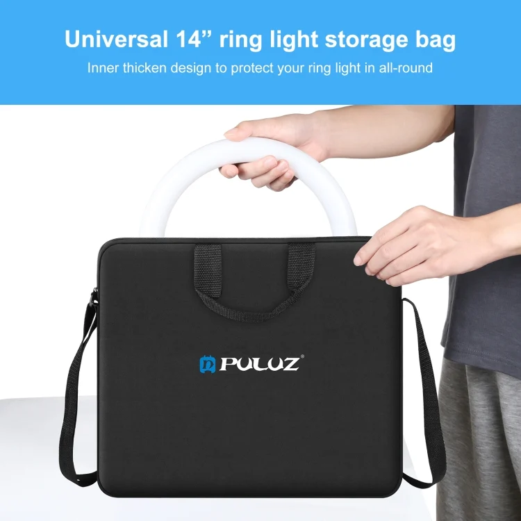 PU4102B_4.webp PULUZ 14 inch Ring LED Lights Portable Zipper Storage Bag Shoulder Handbags, Size: 43cm x 38cm x 3cm - Image 5