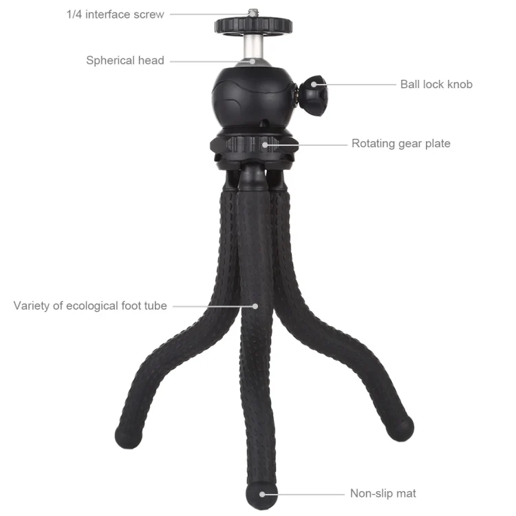 PU435_3.webp PULUZ Mini Octopus Flexible Tripod Holder with Ball Head for SLR Cameras, GoPro, Cellphone, Size: 25cmx4.5cm - Image 4