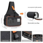 PULUZ Triangle Style SLR Camera Bag Sling Waterproof Backpack Shoulder Messenger Bags with Removable Lens Bag - Image 2