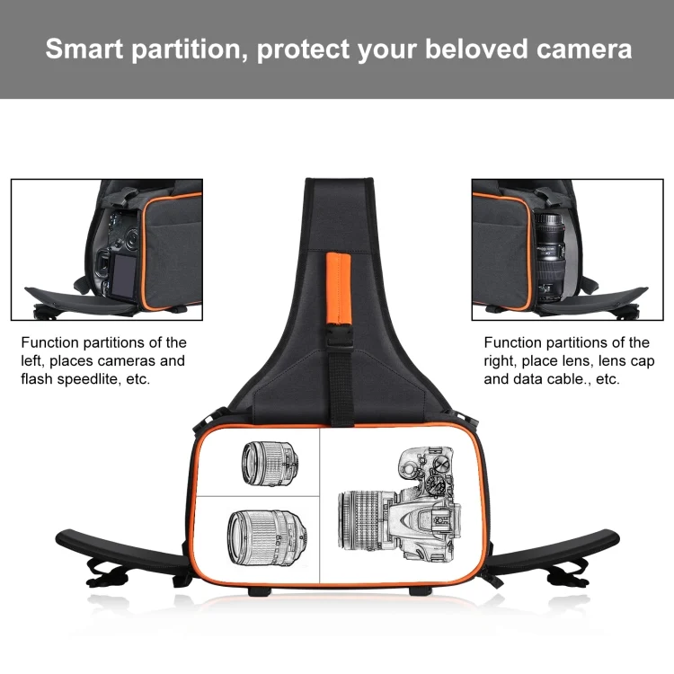 PU5014B_3.webp PULUZ Triangle Style SLR Camera Bag Sling Waterproof Backpack Shoulder Messenger Bags with Removable Lens Bag - Image 4