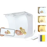 PULUZ 23cm Ring LED Panel Folding Portable Light Photo Lighting Studio Shooting Tent Box Kit with 6 Colors Backdrops (Black, White, Yellow, Red, Green, Blue), Unfold Size: 24cm x 23cm x 23cm