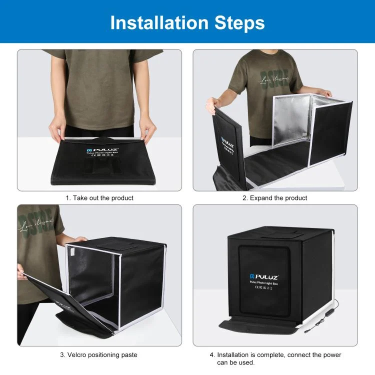 PU5040_10.webp PULUZ 40cm Folding Portable White Light Dimmable Photo Lighting Studio Shooting Tent Box Kit with 6 Colors (Black, Orange, White, Red, Green, Blue) Backdrops - Image 11