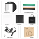 PULUZ 40cm Folding 72W 5500K Studio Shooting Tent Soft Box Photography Lighting Kit with 4 Colors (Black, Orange, White, Green) Backdrops - Image 12