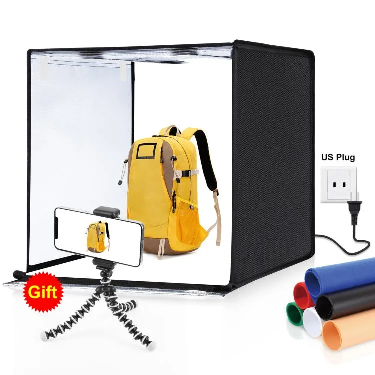 PU5060.webp PULUZ Photo Studio Light Box Portable 60 x 60 x 60 cm Light Tent LED 5500K White Light Dimmable Mini 36W Photography Studio Tent Kit with 6 Removable Backdrops (Black Orange White Green Blue Red) - Image 1