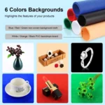 PULUZ Photo Studio Light Box Portable 60 x 60 x 60 cm Light Tent LED 5500K White Light Dimmable Mini 36W Photography Studio Tent Kit with 6 Removable Backdrops (Black Orange White Green Blue Red) - Image 7