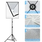 PULUZ 50x70cm Studio Softbox + 2m Tripod Mount + Single E27 30W 5700K White Light LED Bulb Photography Kit - Image 5