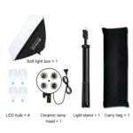 PULUZ 50x70cm Studio Softbox + 2m Tripod Mount + 4 x E27 20W 5700K White Light LED Light Bulb Photography Lighting Kit - Image 10