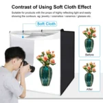 PULUZ 80cm Folding Portable 90W 14000LM High CRI White Light Photo Lighting Studio Shooting Tent Box Kit with 3 Colors Black, White, Orange Backdrops - Image 9