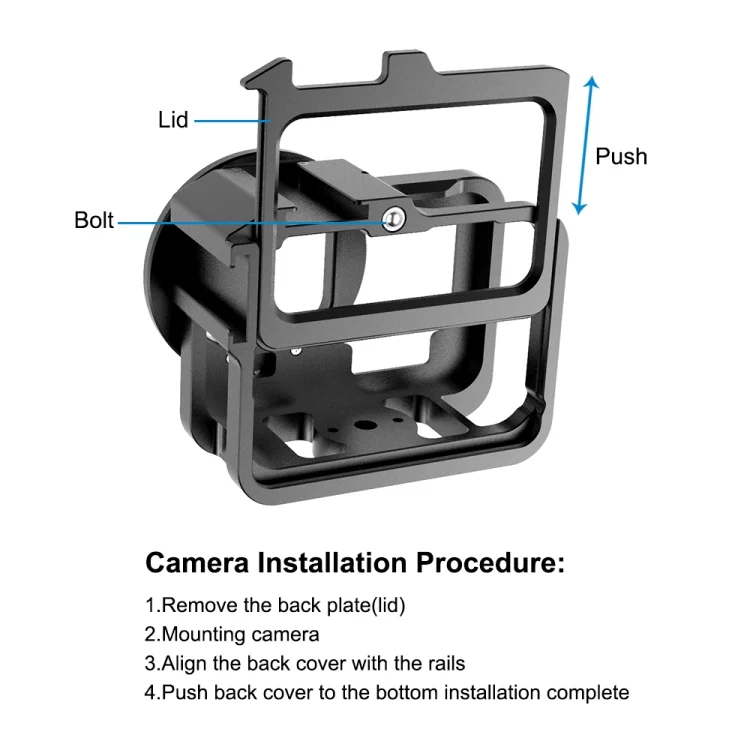 PU508B_6.webp PULUZ for GoPro HERO13 Black /12 Black /11 Black /10 Black /9 Black Thicken Housing Shell CNC Aluminum Alloy Protective Cage with Insurance Frame & 52mm UV Lens - Image 7