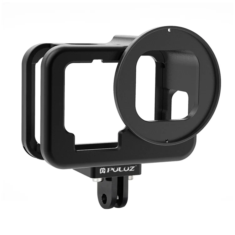 PU509B_1.webp For GoPro HERO13 Black /12 Black /11 Black /10 Black /9 Black PULUZ Thin Housing Shell CNC Aluminum Alloy Protective Cage with Insurance Frame & 52mm UV Lens - Image 2