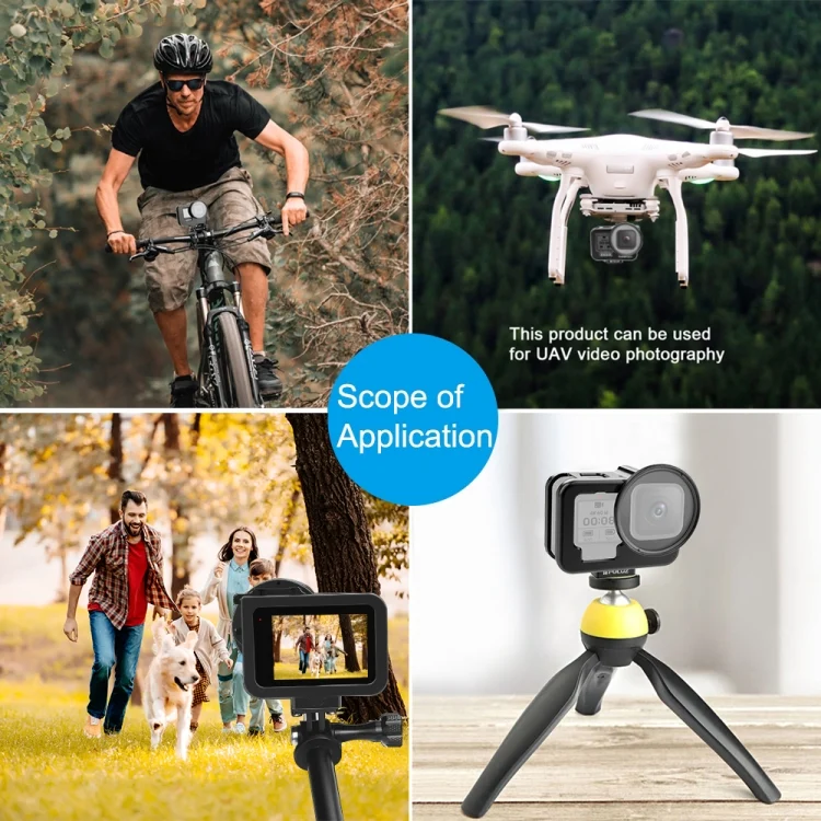 PU509B_7.webp For GoPro HERO13 Black /12 Black /11 Black /10 Black /9 Black PULUZ Thin Housing Shell CNC Aluminum Alloy Protective Cage with Insurance Frame & 52mm UV Lens - Image 8