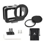 For GoPro HERO13 Black /12 Black /11 Black /10 Black /9 Black PULUZ Thin Housing Shell CNC Aluminum Alloy Protective Cage with Insurance Frame & 52mm UV Lens - Image 9