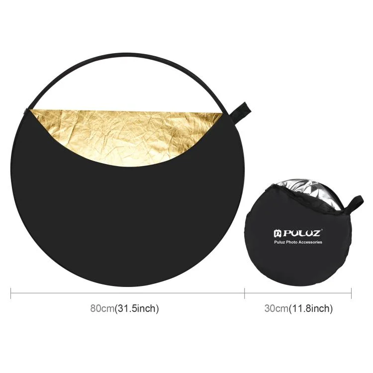 PU5112_1.webp PULUZ 80cm 5 in 1 (Silver / Translucent / Gold / White / Black) Folding Photo Studio Reflector Board - Image 2