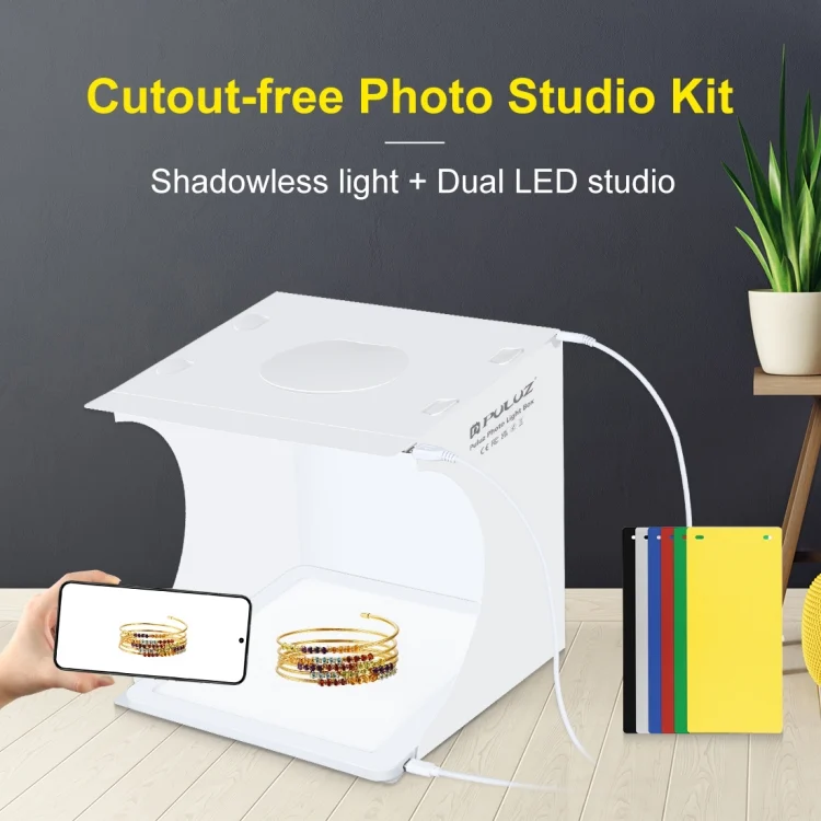 PU5137_1.webp PULUZ Mini LED Photography Shadowless Light Lamp Panel Pad + Studio Shooting Tent Box, Acrylic Material, 20cm x 20cm Effective Area - Image 2