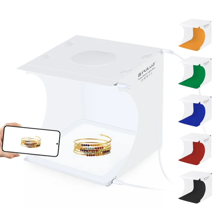 PU5137_2.webp PULUZ Mini LED Photography Shadowless Light Lamp Panel Pad + Studio Shooting Tent Box, Acrylic Material, 20cm x 20cm Effective Area - Image 3