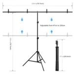 PULUZ 2x2m T-Shape Photo Studio Background Support Stand Backdrop Crossbar Bracket Kit with Clips - Image 3