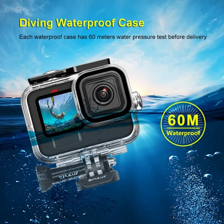 PU527_4.webp For GoPro HERO13 Black /12 Black /11 Black /10 Black /9 Black PULUZ 60m Waterproof Housing Protective Case with Buckle Basic Mount & Screw - Image 5