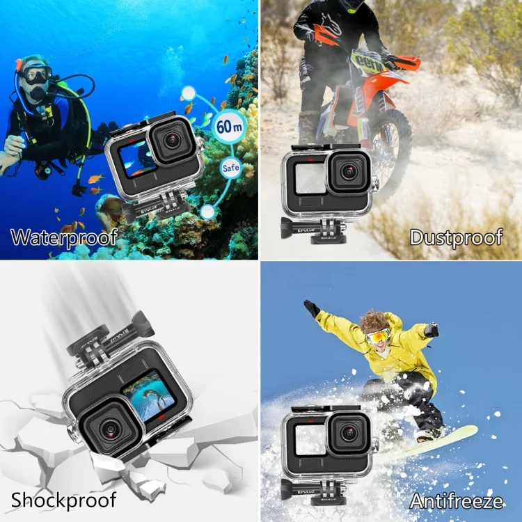 PU527_6.webp For GoPro HERO13 Black /12 Black /11 Black /10 Black /9 Black PULUZ 60m Waterproof Housing Protective Case with Buckle Basic Mount & Screw - Image 7