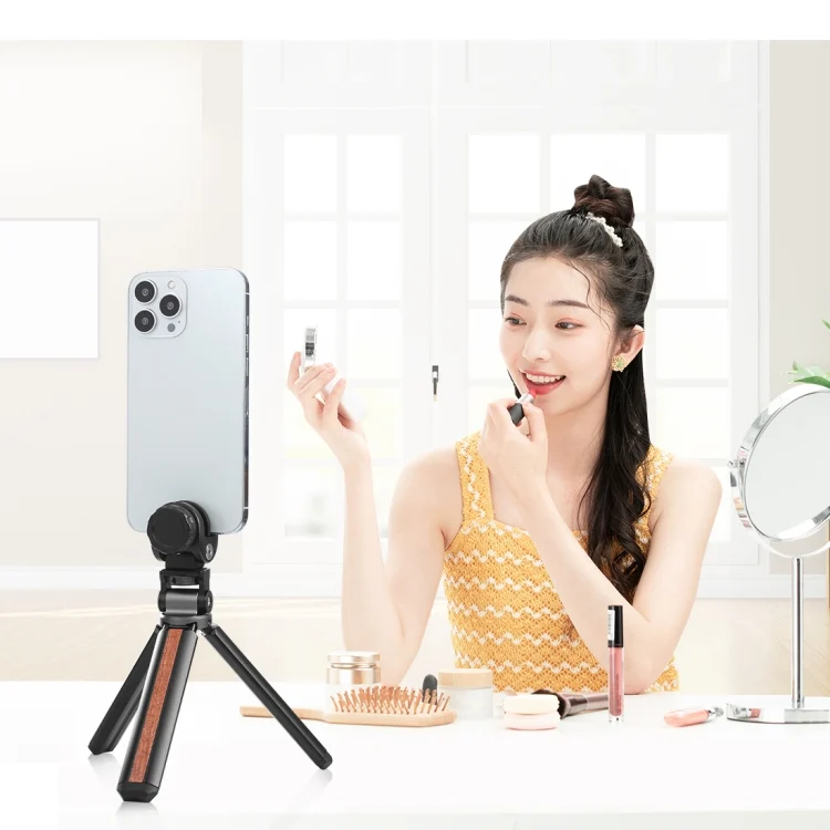 PU621B_5.webp PULUZ Inlaid Wood Desktop Vlogging Live Tripod Holder with Tripod Head - Image 6