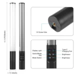 PULUZ Metal Body 2500-9000K RGB Full Color Beauty Fill Light Handheld Photography LED Light - Image 2