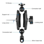 PULUZ Motorcycle Holder Mirror Base Hole Fixed Mount for GoPro and Other Action Cameras - Image 3