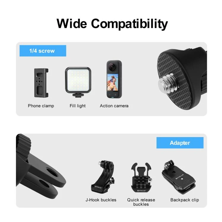 PU704B_4.webp PULUZ 1/4 inch Screw Adjustable ABS Action Camera Tripod Adapter - Image 5