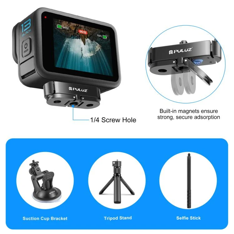 PU718B_7.webp For GoPro HERO13 Black PULUZ Magnetic Quick Release Metal Base - Image 8
