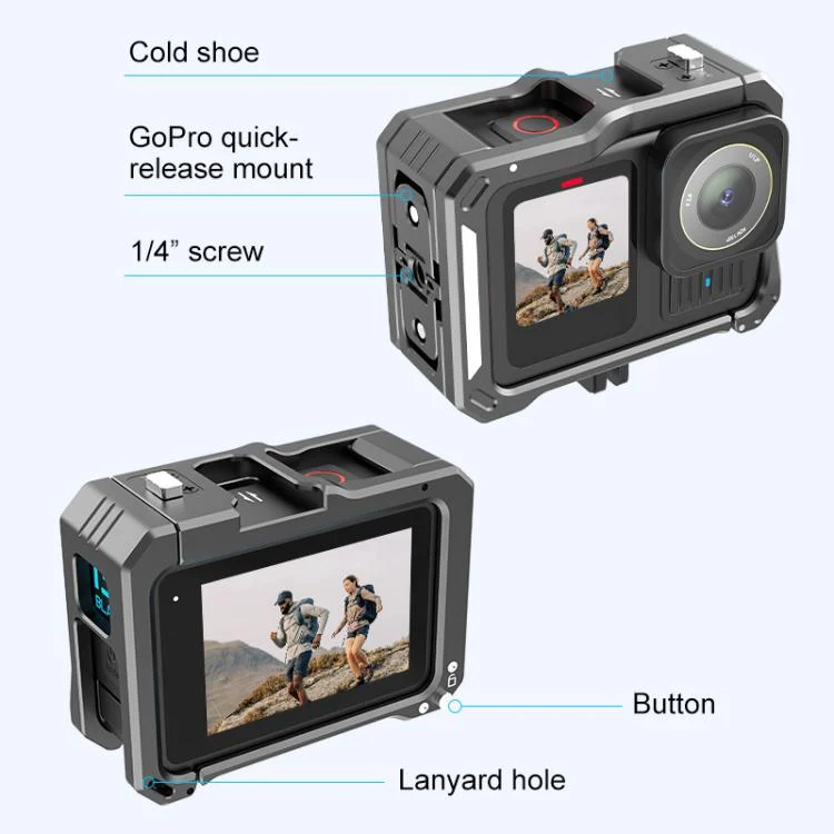 PU723B_2.webp For GoPro HERO13 Black /12 Black /11 Black /10 Black /9 Black PULUZ Metal Camera Cage - Image 3