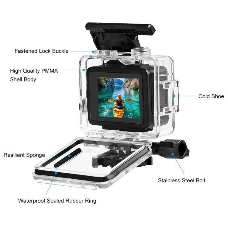 PU747T_3.webp For GoPro HERO 4K 2024 PULUZ 60m / 196ft Waterproof Housing Protective Case with Buckle Basic Mount & Screw - Image 4