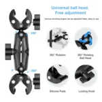 PULUZ Motorcycle Dualheads Crab Clamp Handlebar Fixed Mount for GoPro and Other Action Cameras - Image 5