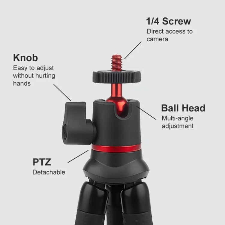 PU860_2.webp PULUZ Mini Octopus Flexible Tripod Holder with Remote Control for SLR Cameras, GoPro, Cellphone - Image 3