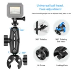PULUZ Motorcycle Crab Clamp Handlebar Fixed Mount Holder for GoPro and Other Action Cameras - Image 4