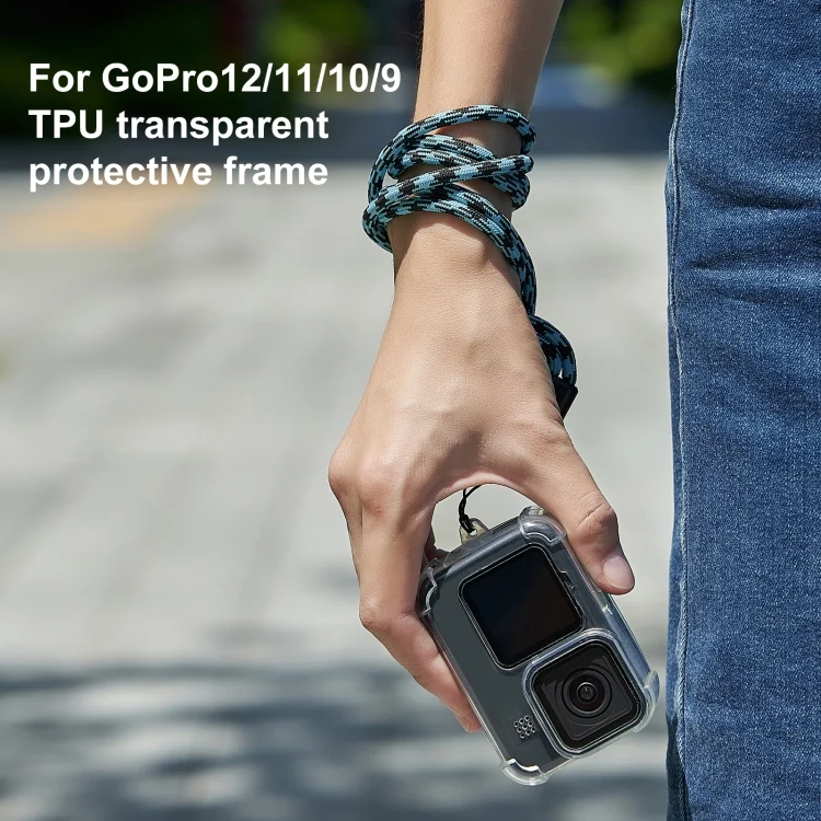PU932T_1.webp PULUZ Clear TPU Case with Lens Cap & Neck Strap For GoPro HERO12 Black /11 Black /10 Black /9 Black - Image 2