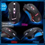 T7 Wired 3 Color Changeable 1200 DPI 1600DPI 2400DPI Gaming USB Optical Mouse - Image 5