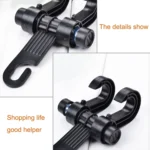 2pcs KANEED Car Vehicle Multi-functional Seat Headrest Bag Hanger Hook Holder Seat Headrest Hanger Hanging Holder Double Hooks(Black) - Image 4