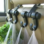 2pcs KANEED Car Vehicle Multi-functional Seat Headrest Bag Hanger Hook Holder Seat Headrest Hanger Hanging Holder Double Hooks(Black) - Image 7
