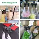 2pcs KANEED Car Vehicle Multi-functional Seat Headrest Bag Hanger Hook Holder Seat Headrest Hanger Hanging Holder Double Hooks(Black) - Image 8