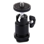 Aluminum Alloy Hot Shoe Tripod Heads, 1/4 inch Male Screw Adapter - Image 2