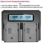 Dual Channel LCD Display Digital Battery Charger with USB Port for Sony BP-U30 / U60 / U90 Battery, Compatible with Sony EX260 / EX280 / FS7 - Image 3