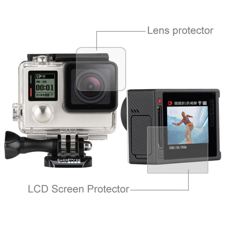 S-DLP-2314_5.webp Ultra Clear LCD Screen Protector + Housing Glass Lens Protector Film for GoPro HERO4 Silver Camera - Image 6