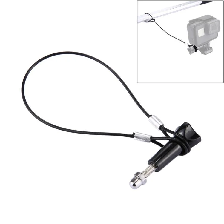 S-DLP-4343B.webp Stainless Steel Lanyard / Tether with Screw for GoPro HERO11 Black/HERO10 Black / HERO9 Black /HERO8 Black /7 /6/ 5 /5 Session /4 /3+ /3 /2 /1 - Image 1