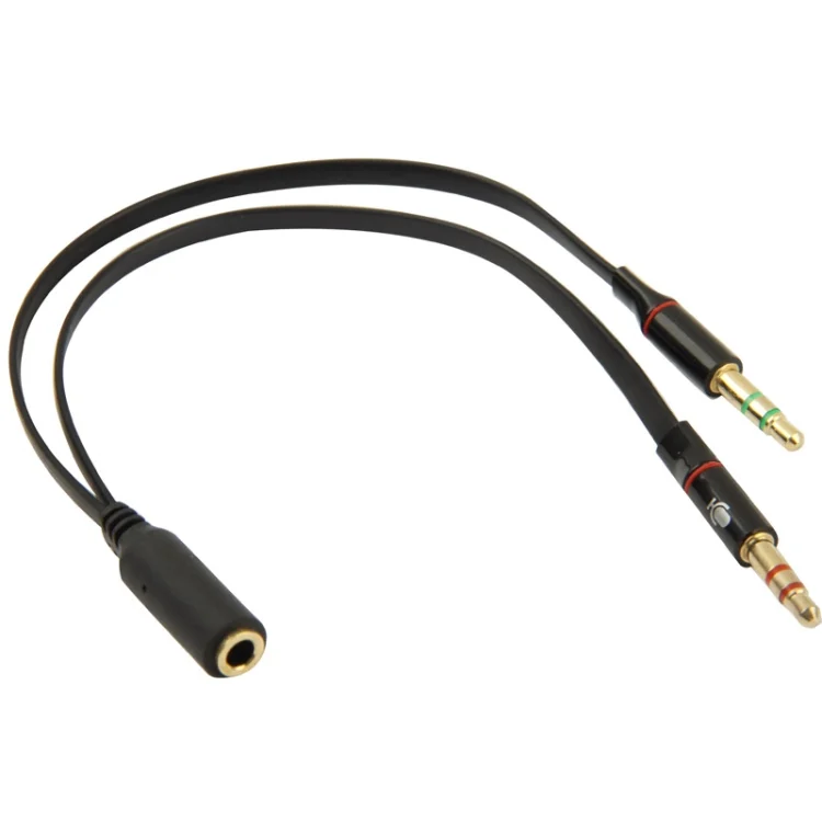 S-EP-307_1.webp 3.5mm female to 3.5mm Male Microphone Jack + 3.5mm Male Earphone Jack Adapter Cable(Black) - Image 2